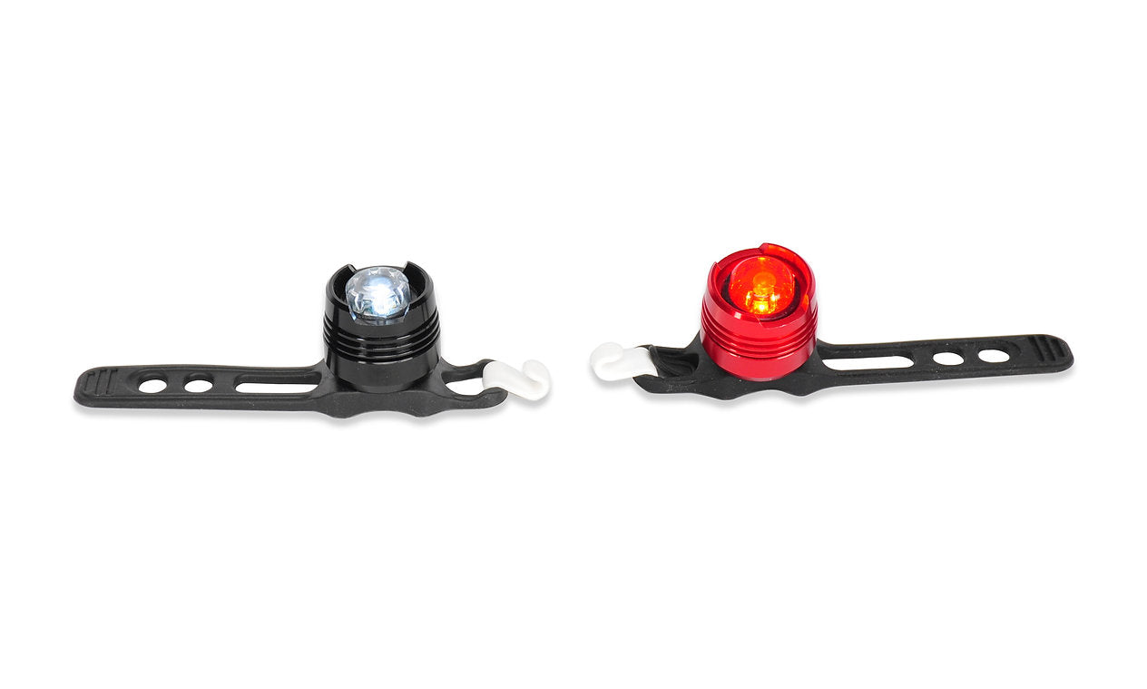 BLITZART Strap-On Micro LED Front & Rear Light Set (2 Pack: White & Red)
