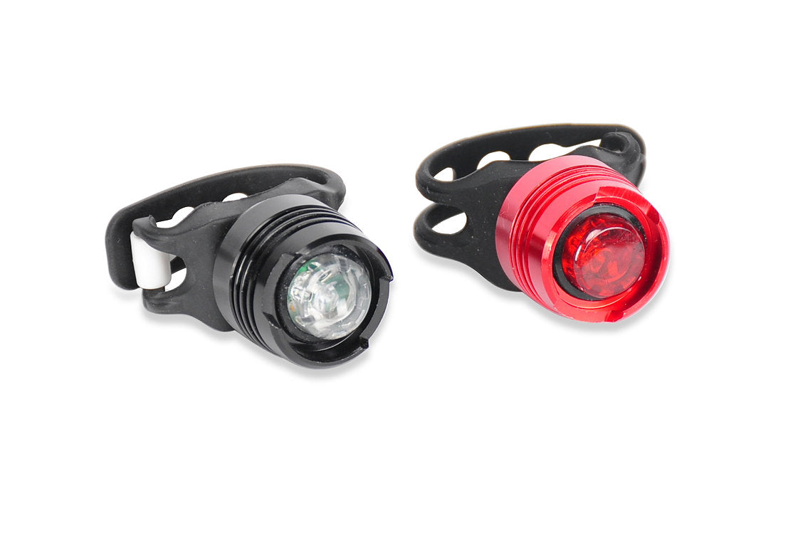 BLITZART Strap-On Micro LED Front & Rear Light Set (2 Pack: White & Red)
