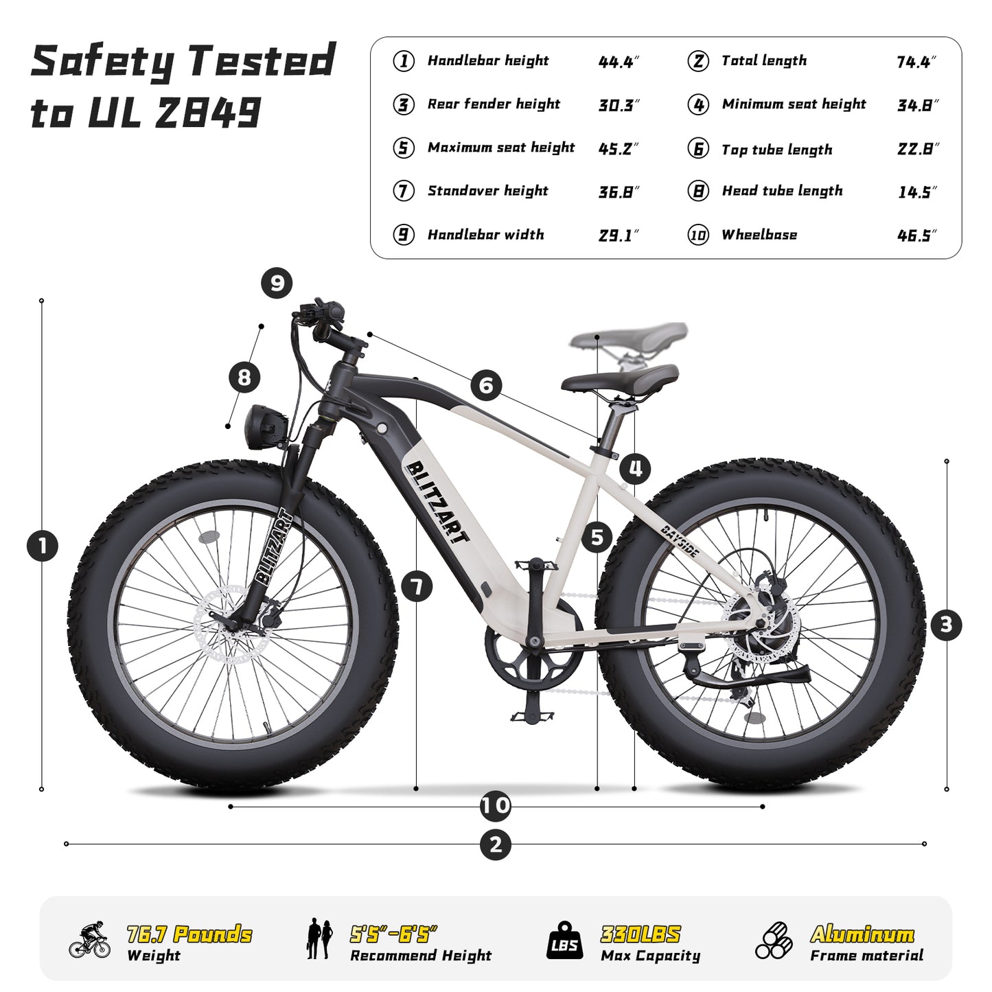 Electric Bike 1100W Peak, E-Bike Certified to UL 2849, Aluminum Frame Mountain Bike, 26 x 4” Fat Tire Hydraulic Disc Brakes